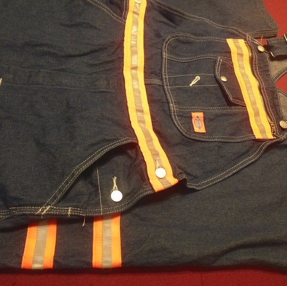 Dickies Denim Bib Overalls 3M Reflective • 32x32 • - Picture 7 of 7